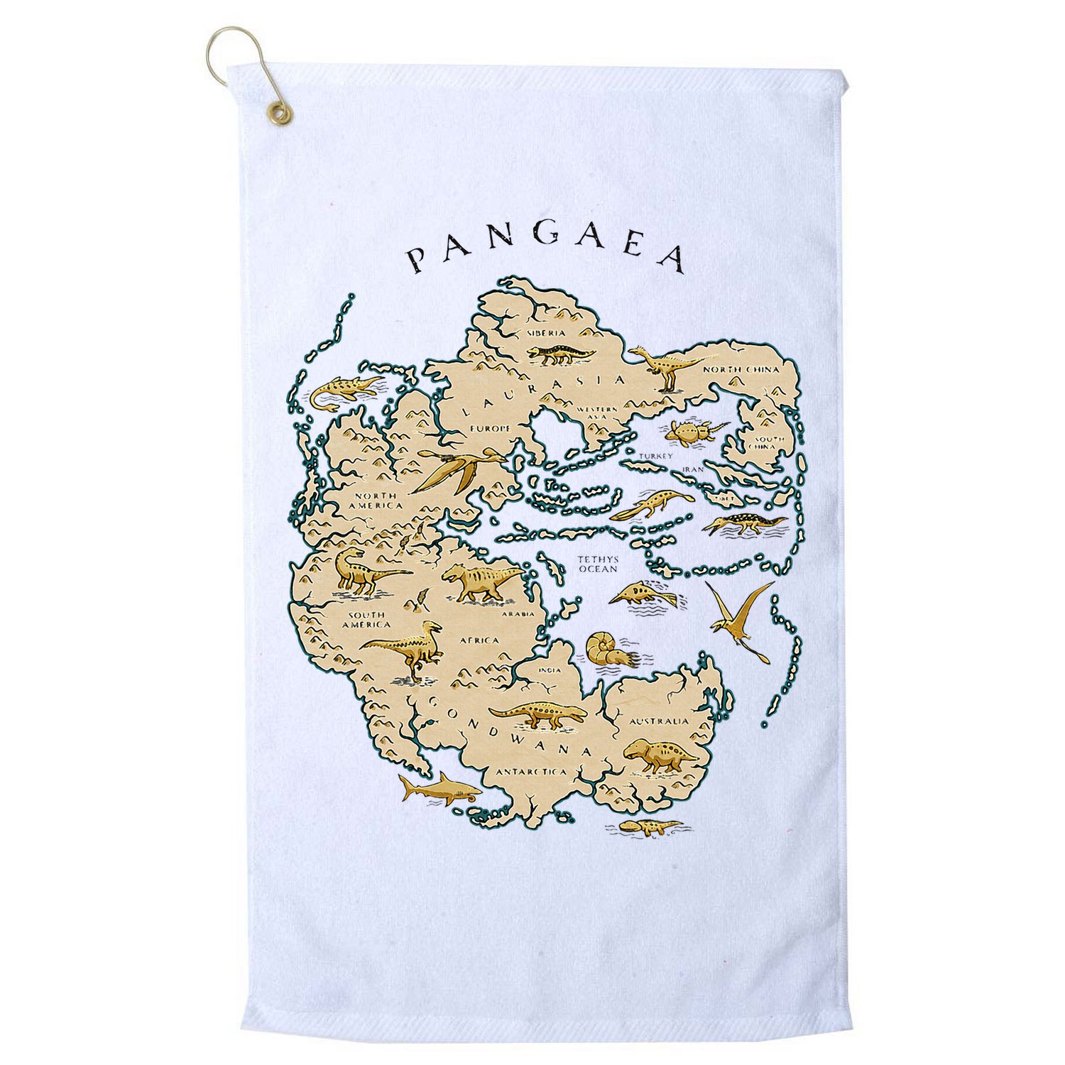 Reunite Pangaea World Map History Geology Earth Geologist Golf Towel