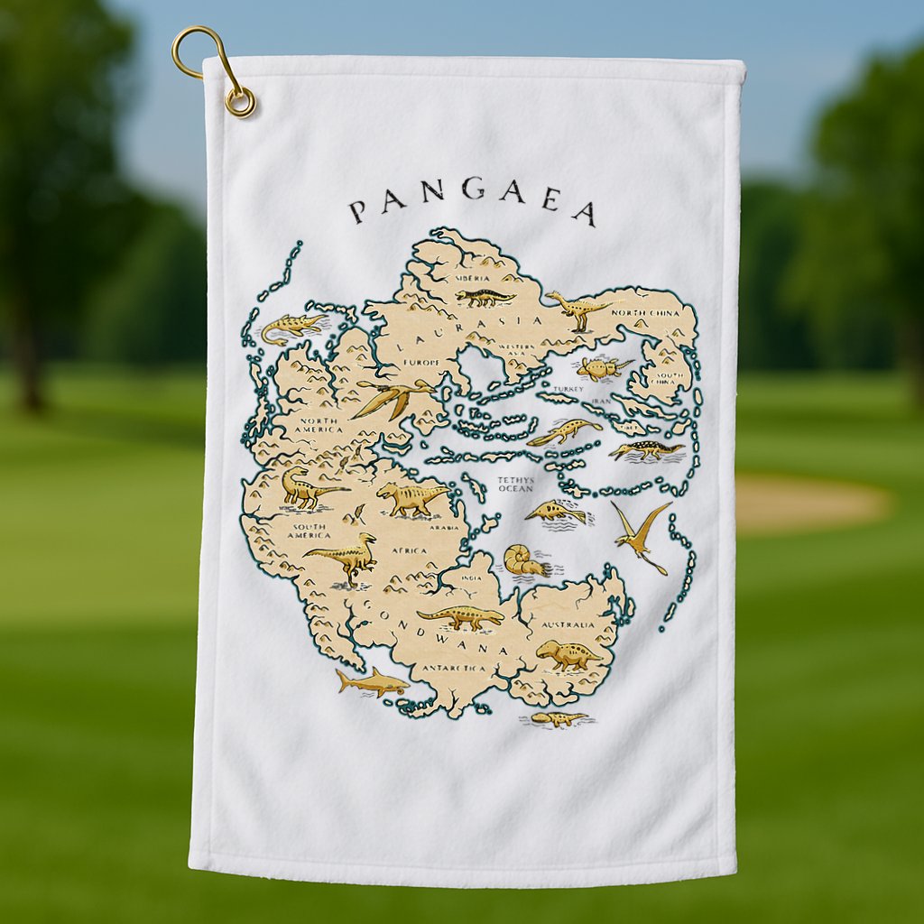 Reunite Pangaea World Map History Geology Earth Geologist Golf Towel