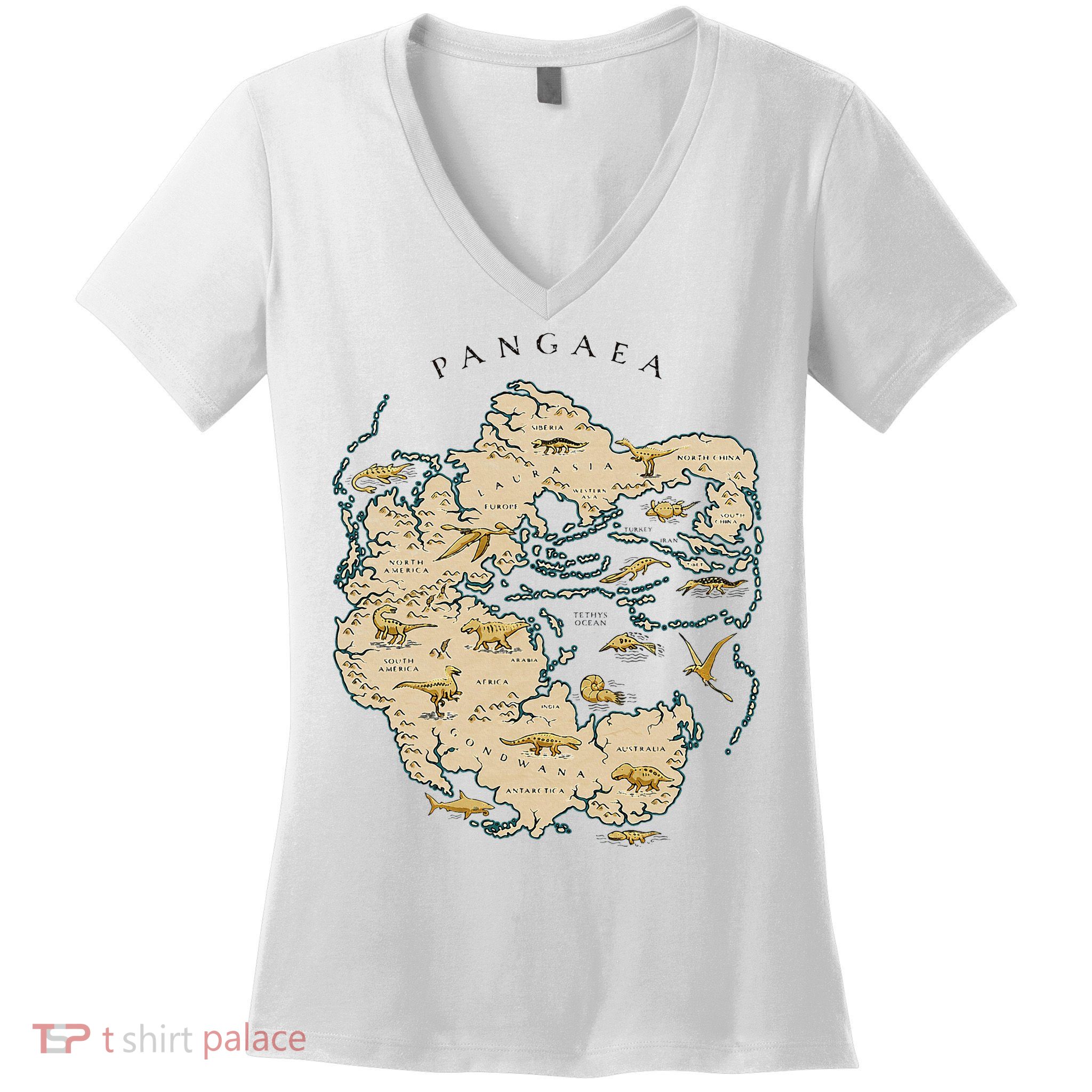 Reunite Pangaea World Map History Geology Earth Geologist Women's V-Neck T-Shirt