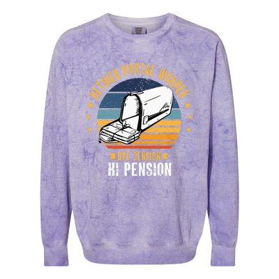 Retired Postal Worker Bye Tension Hi Pension Mailman Colorblast Crewneck Sweatshirt