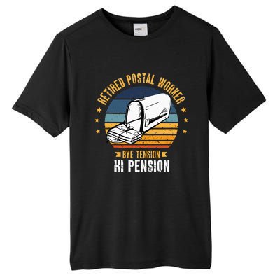 Retired Postal Worker Bye Tension Hi Pension Mailman Tall Fusion ChromaSoft Performance T-Shirt