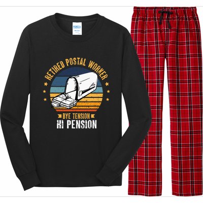 Retired Postal Worker Bye Tension Hi Pension Mailman Long Sleeve Pajama Set