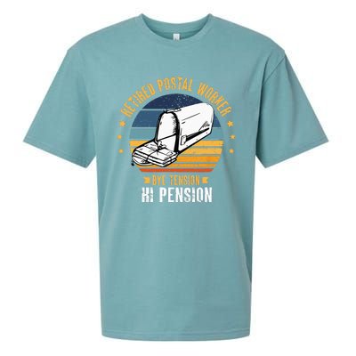 Retired Postal Worker Bye Tension Hi Pension Mailman Sueded Cloud Jersey T-Shirt