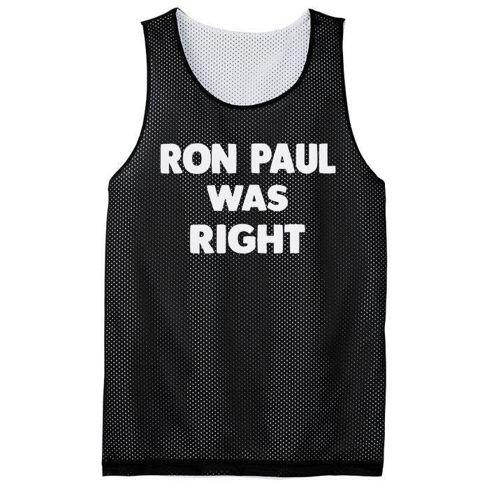 Ron Paul Was Right Mesh Reversible Basketball Jersey Tank