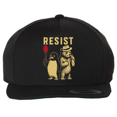 Resist Penguins We Stand With Penguins Wool Snapback Cap