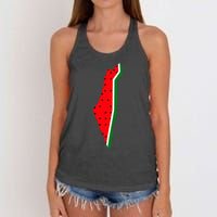 Real Palestine Watermelon Map Women's Knotted Racerback Tank