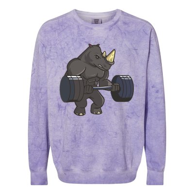 Rhinoceros Powerlifting Weightlifting Gym Rhino Lovers Gift Colorblast Crewneck Sweatshirt