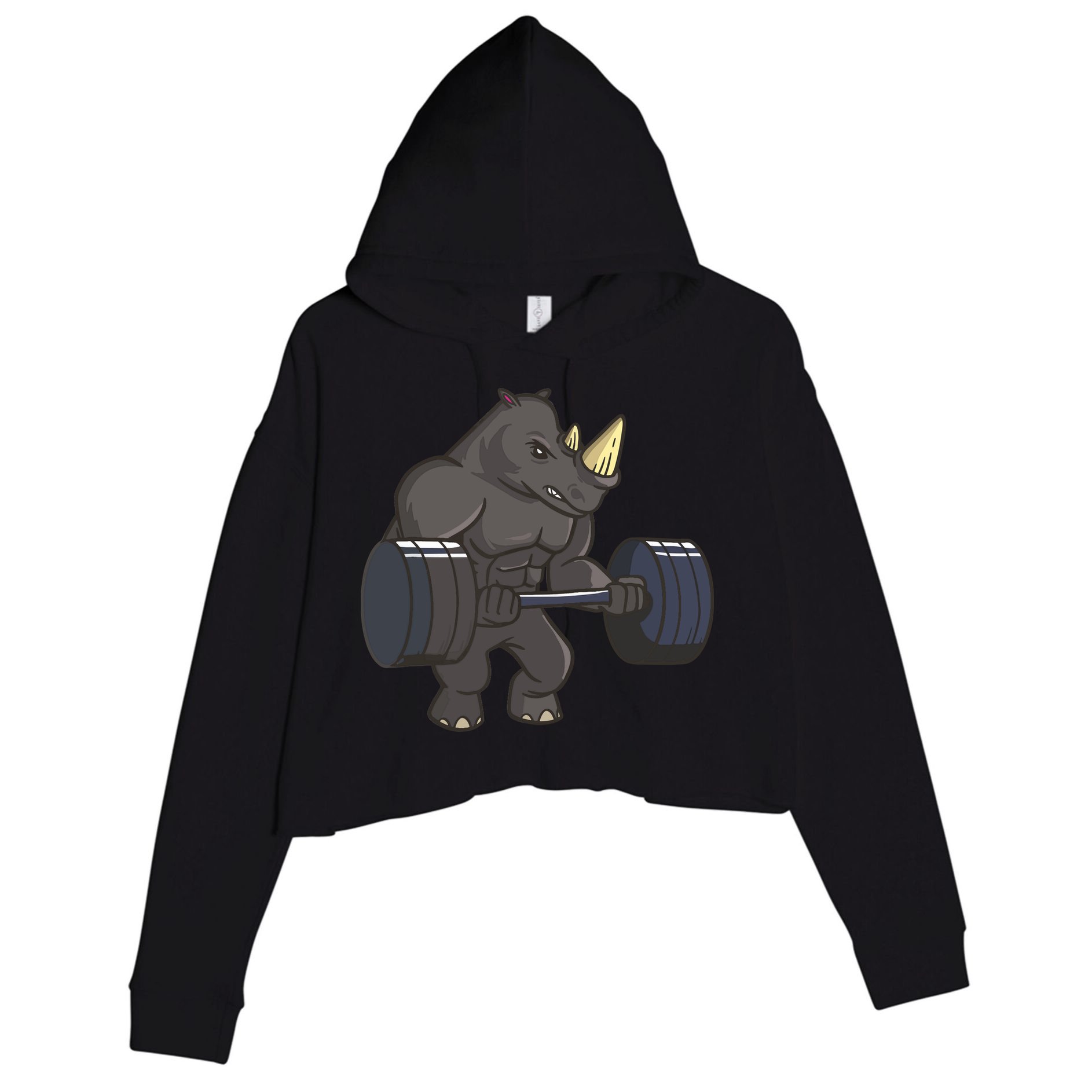 Rhinoceros Powerlifting Weightlifting Gym Rhino Lovers Gift Crop Fleece Hoodie