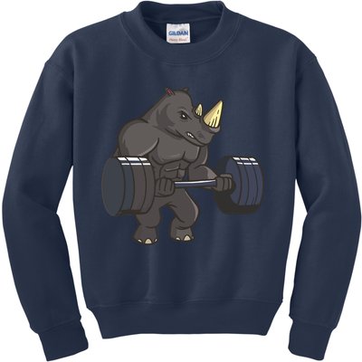 Rhinoceros Powerlifting Weightlifting Gym Rhino Lovers Gift Kids Sweatshirt