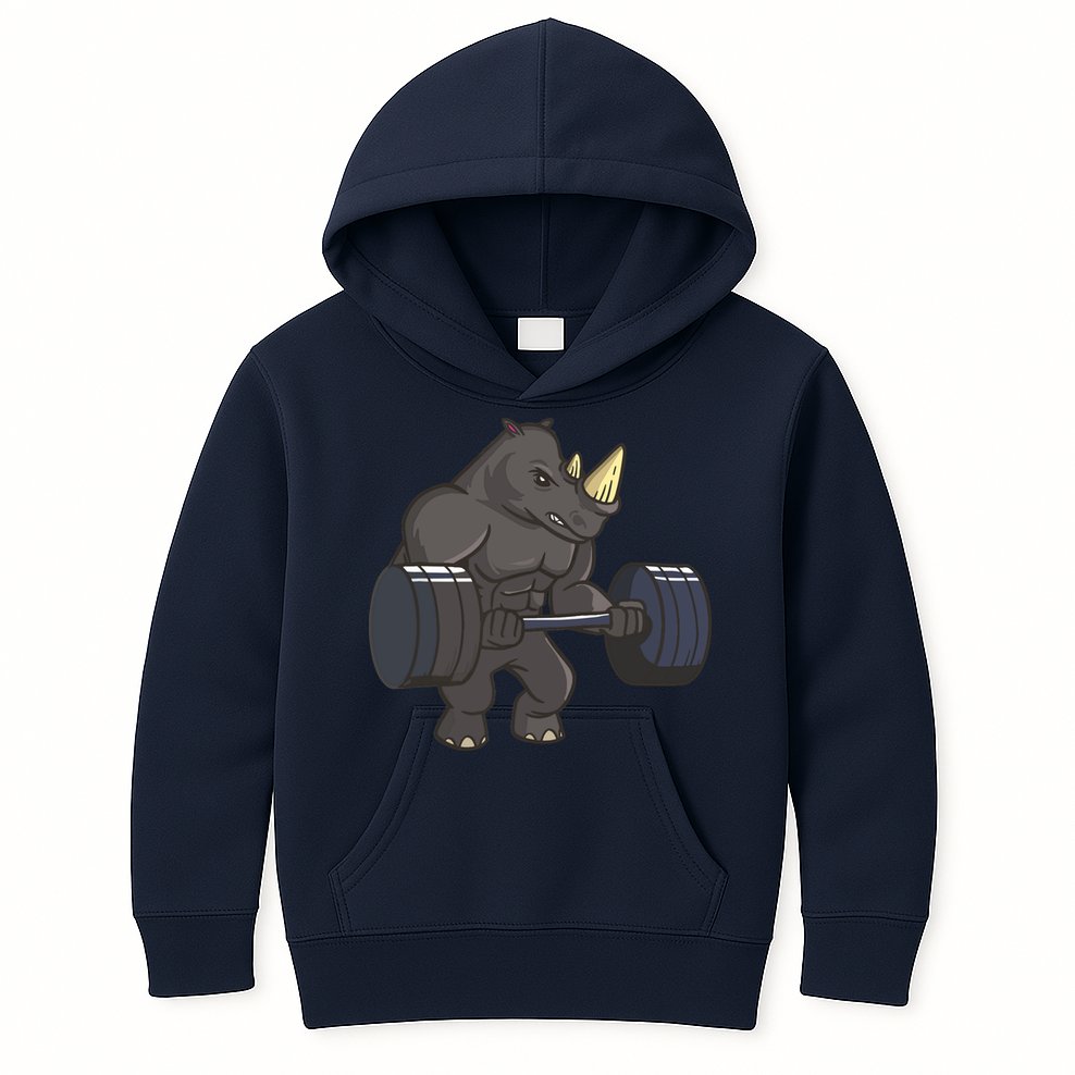 Rhinoceros Powerlifting Weightlifting Gym Rhino Lovers Gift Kids Hoodie