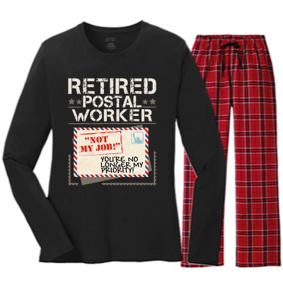 Retired Postal Worker Mailman Postman Mail Carrier Women's Long Sleeve Flannel Pajama Set 