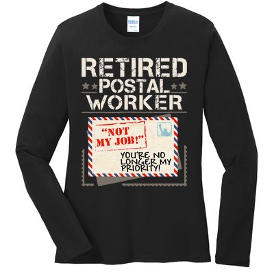 Retired Postal Worker Mailman Postman Mail Carrier Ladies Long Sleeve Shirt