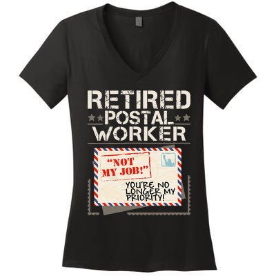 Retired Postal Worker Mailman Postman Mail Carrier Women's V-Neck T-Shirt