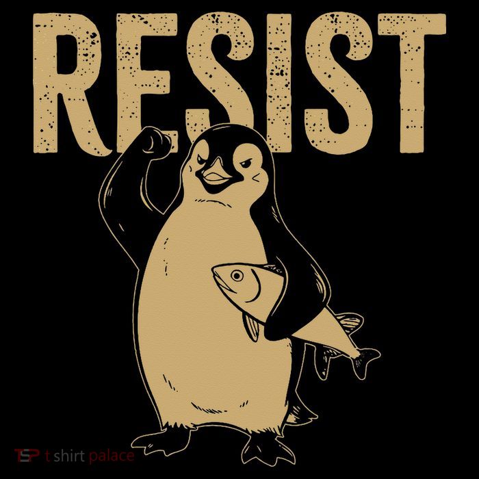 Resist Penguins We Stand With Penguins Against Tariffs Flat Bill Trucker Hat