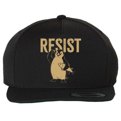 Resist Penguins We Stand With Penguins Against Tariffs Wool Snapback Cap