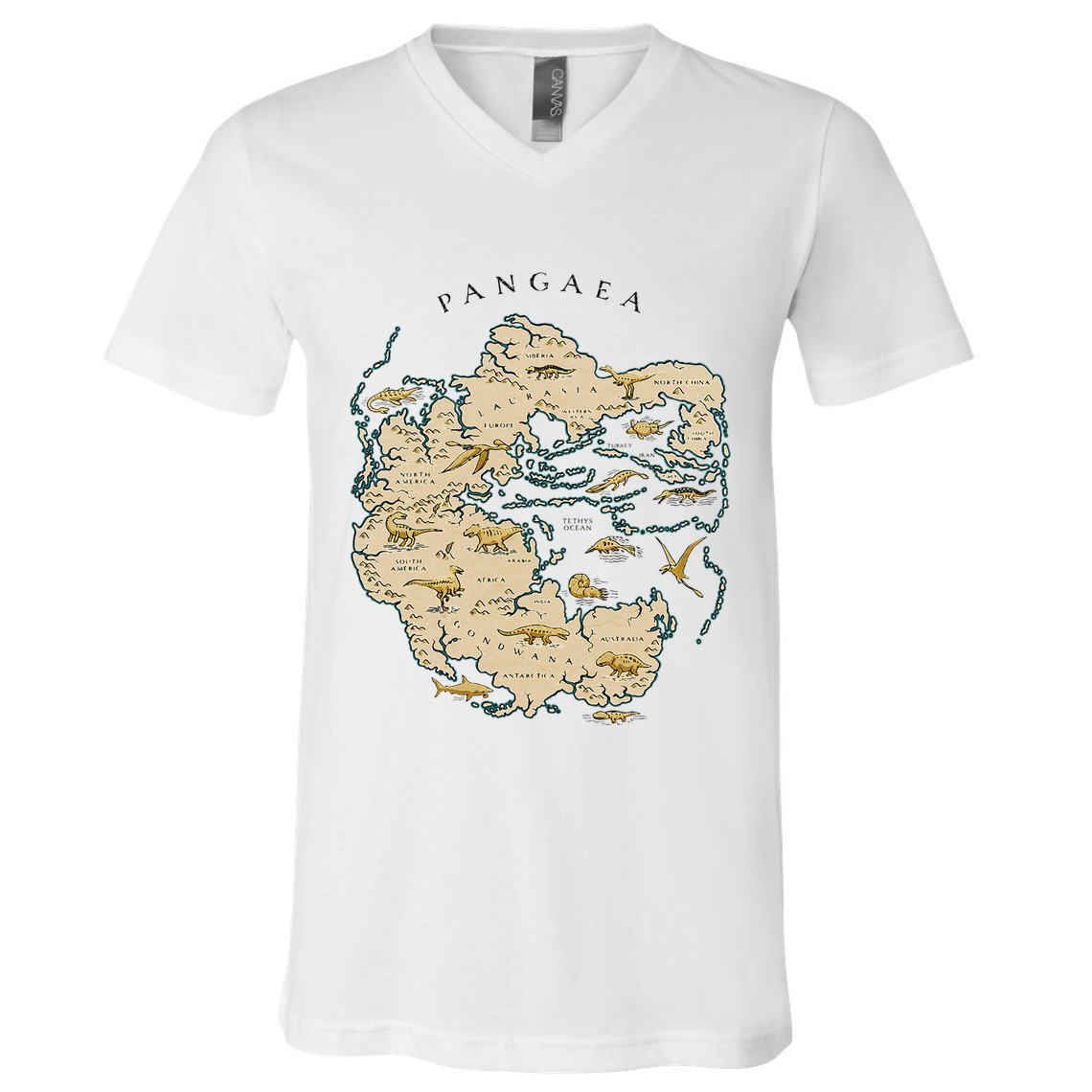 Reunite Pangaea World Map History Geology Earth Geologist V-Neck T-Shirt