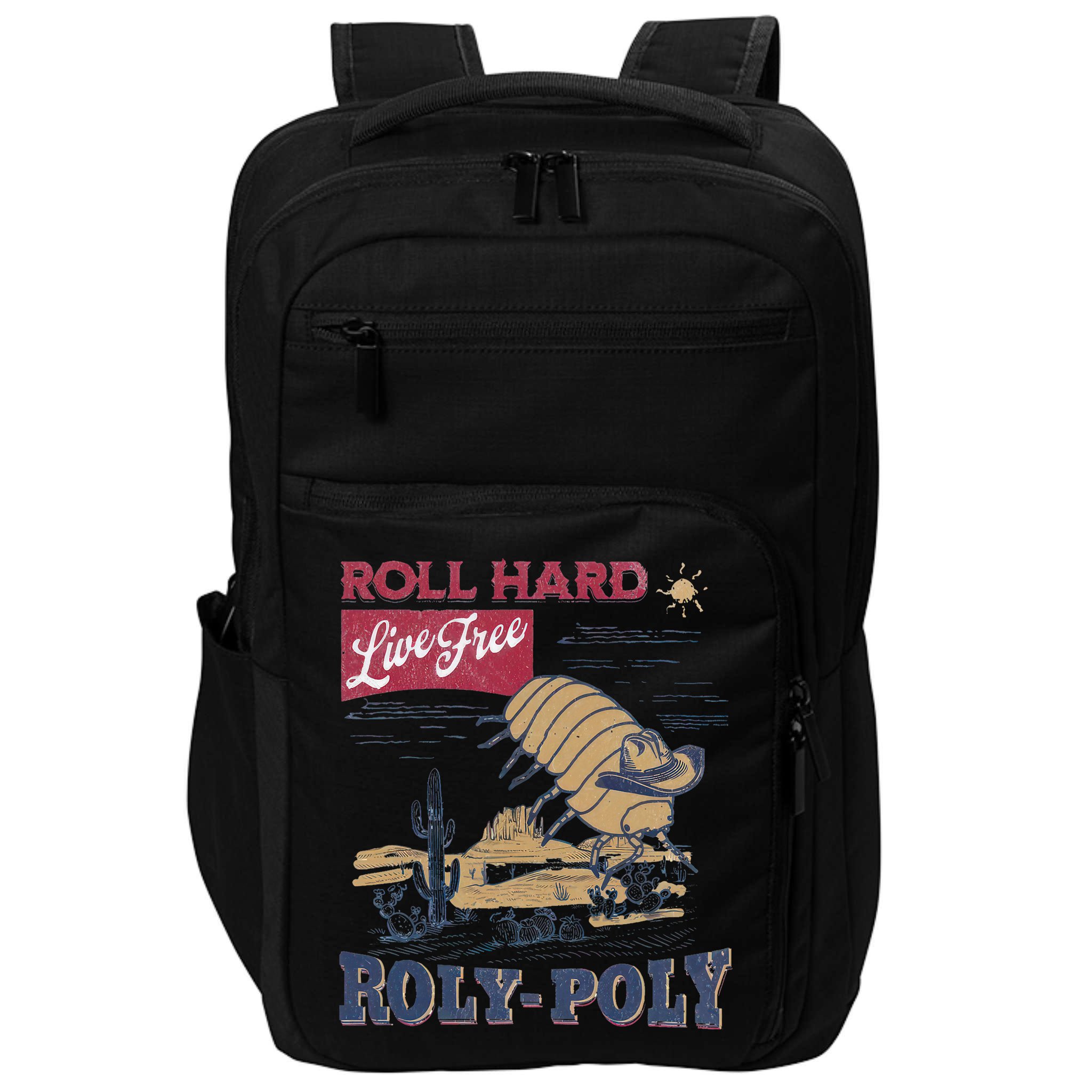 Roly Poly Western Rodeo Cowboy Dung Beetle Retro Impact Tech Backpack
