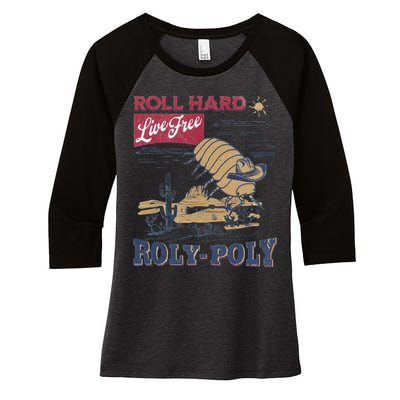 Roly Poly Western Rodeo Cowboy Dung Beetle Retro Women's Tri-Blend 3/4-Sleeve Raglan Shirt
