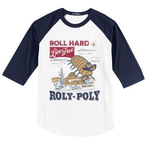 Roly Poly Western Rodeo Cowboy Dung Beetle Retro Baseball Sleeve Shirt