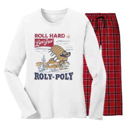 Roly Poly Western Rodeo Cowboy Dung Beetle Retro Women's Long Sleeve Flannel Pajama Set 