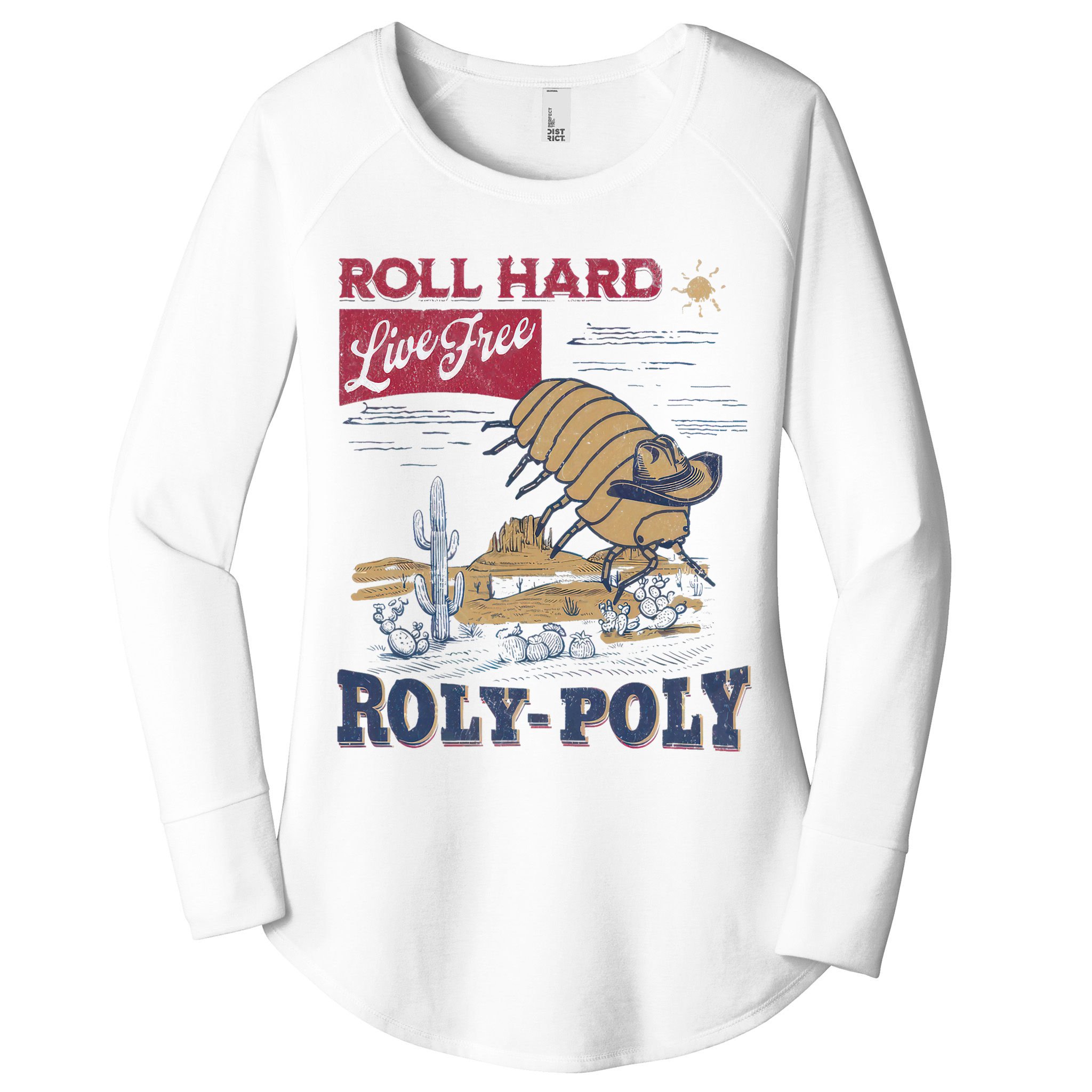 Roly Poly Western Rodeo Cowboy Dung Beetle Retro Women's Perfect Tri Tunic Long Sleeve Shirt