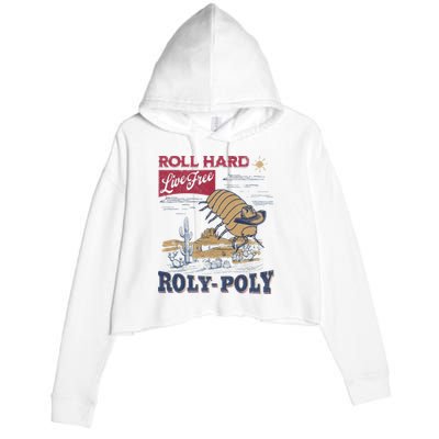 Roly Poly Western Rodeo Cowboy Dung Beetle Retro Crop Fleece Hoodie