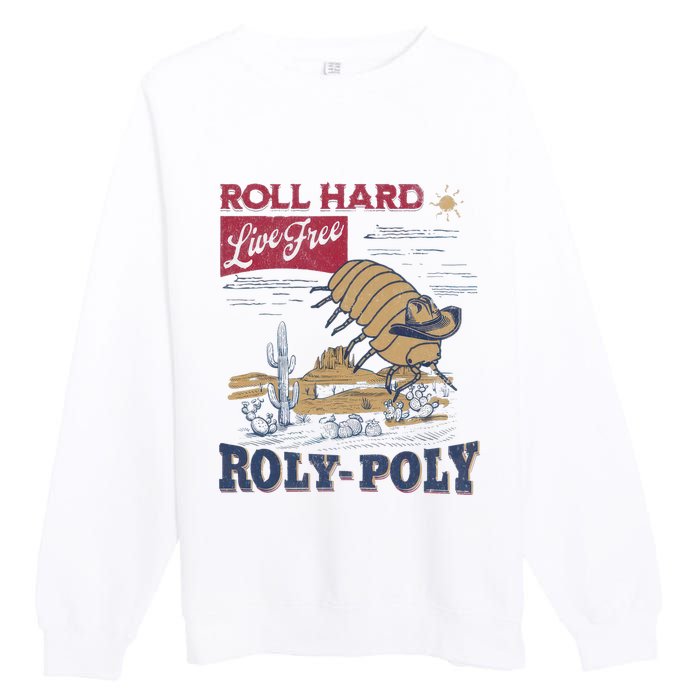 Roly Poly Western Rodeo Cowboy Dung Beetle Retro Premium Crewneck Sweatshirt