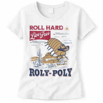 Roly Poly Western Rodeo Cowboy Dung Beetle Retro Womens T-Shirt