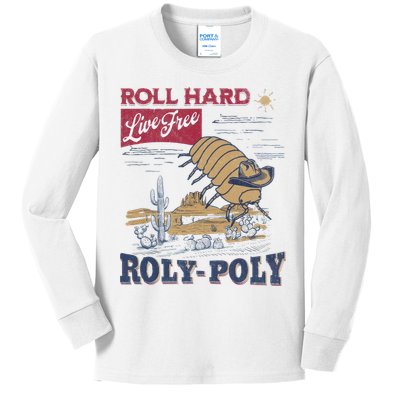 Roly Poly Western Rodeo Cowboy Dung Beetle Retro Kids Long Sleeve Shirt