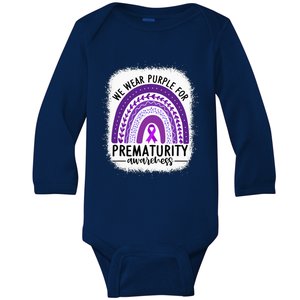 Rainbow Preemie - We Wear Purple for Prematurity Awareness Baby Long Sleeve Bodysuit