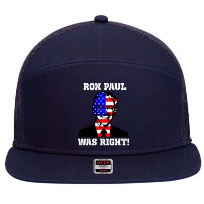 Ron Paul Was Right 7 Panel Mesh Trucker Snapback Hat