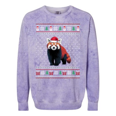 Red Panda Wearing Santa Hat Ugly Xmas Red Panda Lovers Colorblast Crewneck Sweatshirt