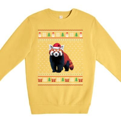 Red Panda Wearing Santa Hat Ugly Xmas Red Panda Lovers Premium Crewneck Sweatshirt