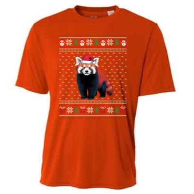 Red Panda Wearing Santa Hat Ugly Xmas Red Panda Lovers Cooling Performance Crew T-Shirt