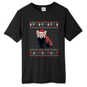 Red Panda Wearing Santa Hat Ugly Xmas Red Panda Lovers Tall Fusion ChromaSoft Performance T-Shirt