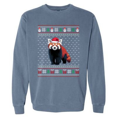 Red Panda Wearing Santa Hat Ugly Xmas Red Panda Lovers Garment-Dyed Sweatshirt