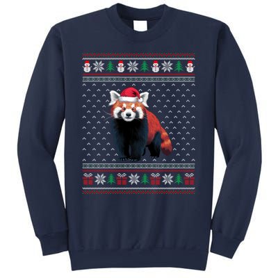 Red Panda Wearing Santa Hat Ugly Xmas Red Panda Lovers Sweatshirt