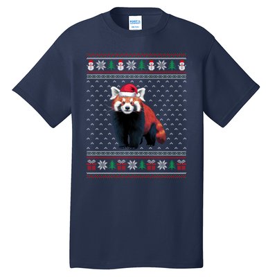 Red Panda Wearing Santa Hat Ugly Xmas Red Panda Lovers Tall T-Shirt