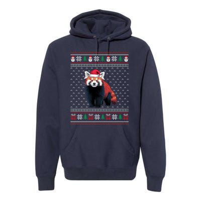 Red Panda Wearing Santa Hat Ugly Xmas Red Panda Lovers Premium Hoodie