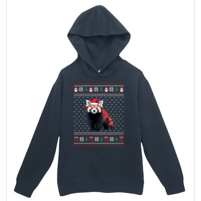 Red Panda Wearing Santa Hat Ugly Xmas Red Panda Lovers Urban Pullover Hoodie