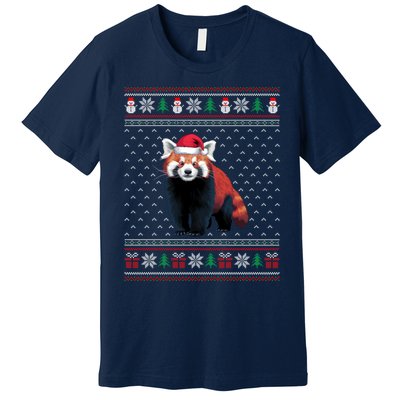 Red Panda Wearing Santa Hat Ugly Xmas Red Panda Lovers Premium T-Shirt