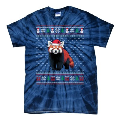 Red Panda Wearing Santa Hat Ugly Xmas Red Panda Lovers Tie-Dye T-Shirt