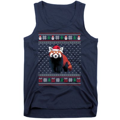 Red Panda Wearing Santa Hat Ugly Xmas Red Panda Lovers Tank Top