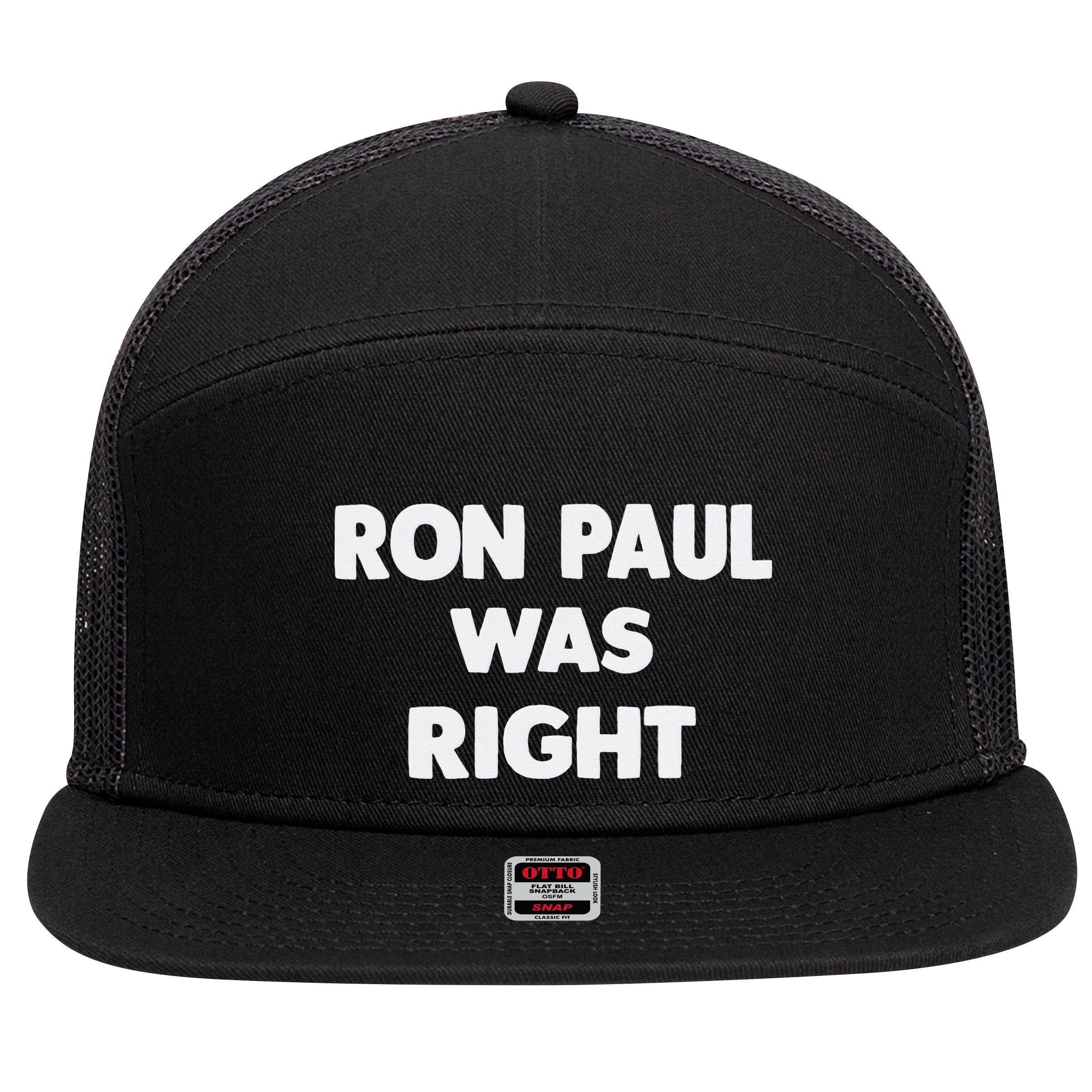 Ron Paul Was Right 7 Panel Mesh Trucker Snapback Hat