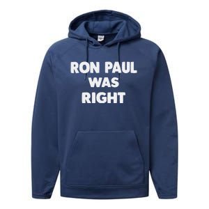 Ron Paul Was Right Performance Fleece Hoodie