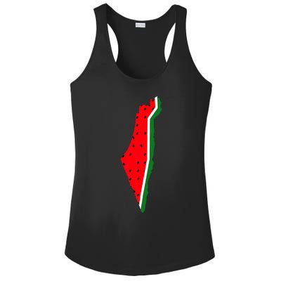 Real Palestine Watermelon Map Ladies PosiCharge Competitor Racerback Tank