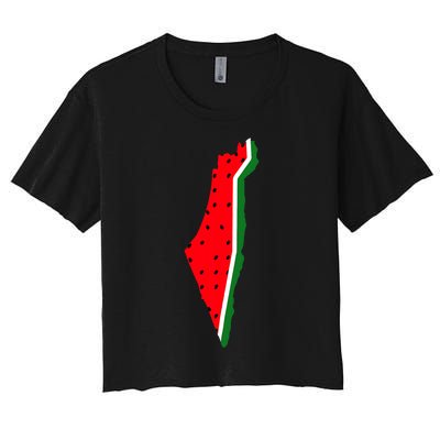 Real Palestine Watermelon Map Women's Crop Top Tee