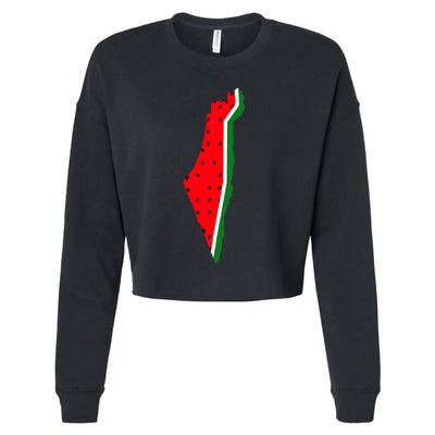 Real Palestine Watermelon Map Cropped Pullover Crew