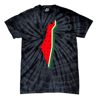 Real Palestine Watermelon Map Tie-Dye T-Shirt