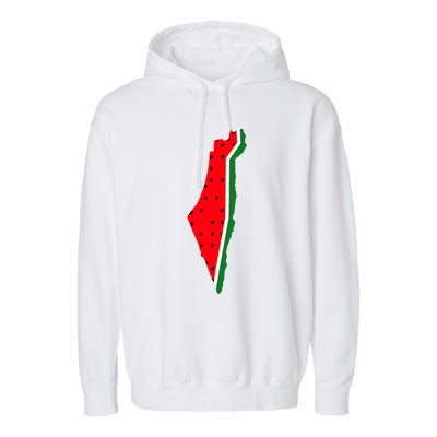 Real Palestine Watermelon Map Garment-Dyed Fleece Hoodie